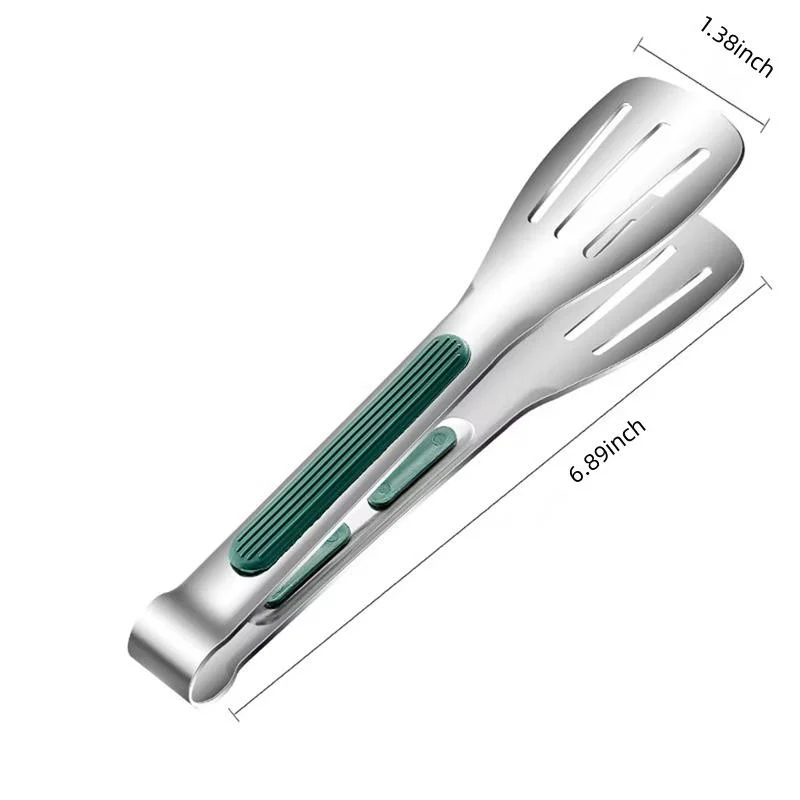 Stainless Steel Kitchen Tongs with Scalloped Grip and Lightweight Design