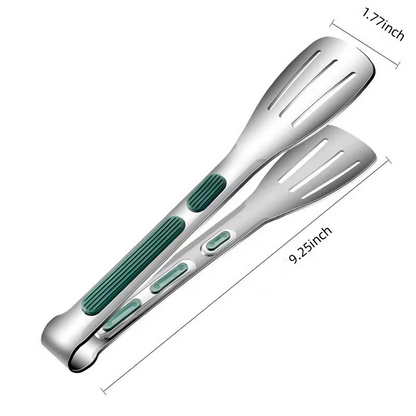 Stainless Steel Kitchen Tongs with Scalloped Grip and Lightweight Design
