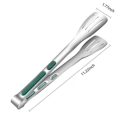 Stainless Steel Kitchen Tongs with Scalloped Grip and Lightweight Design