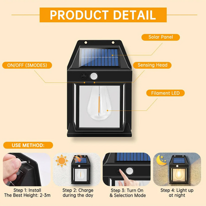 2 Set Outdoor Solar Wall Lamp
