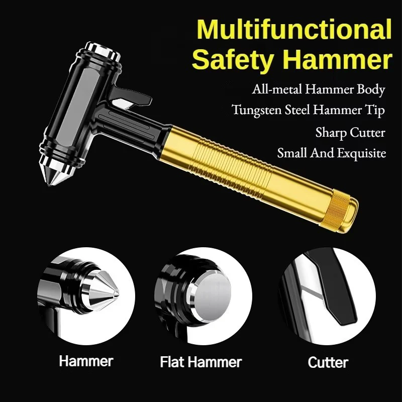 All Metal Car Safety Window Hammer Emergency Glass Breaker and Seat Belt Cutter