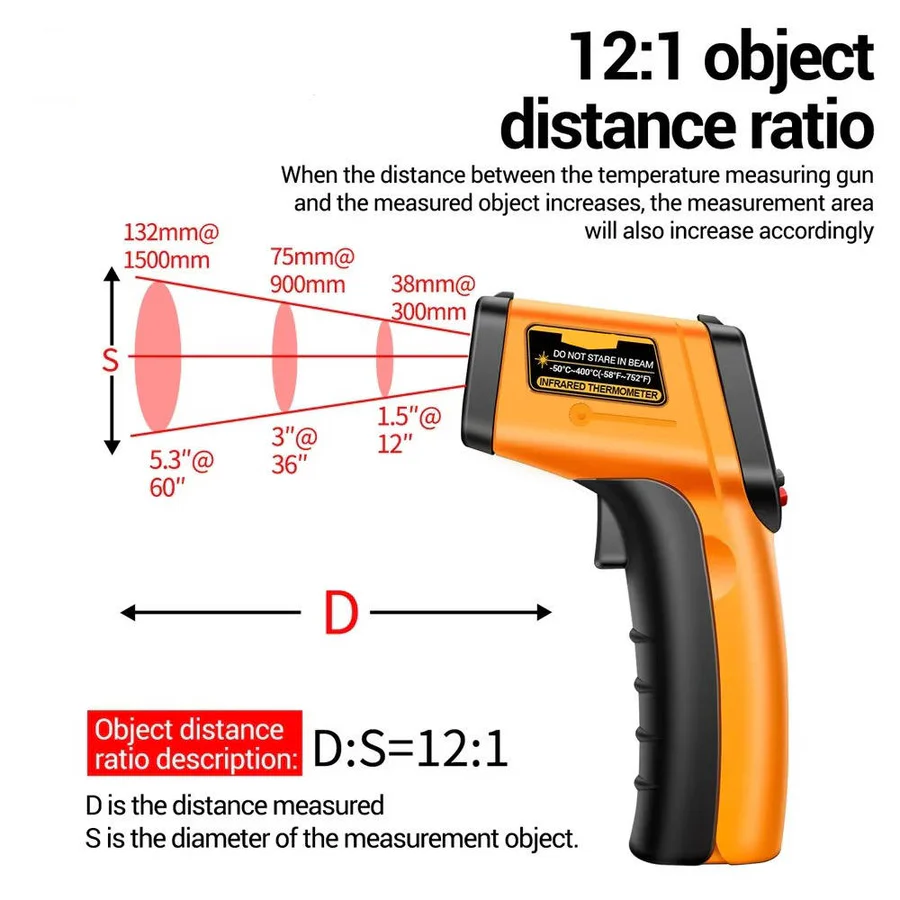 Infrared Laser Thermometer with Non-Contact Temperature