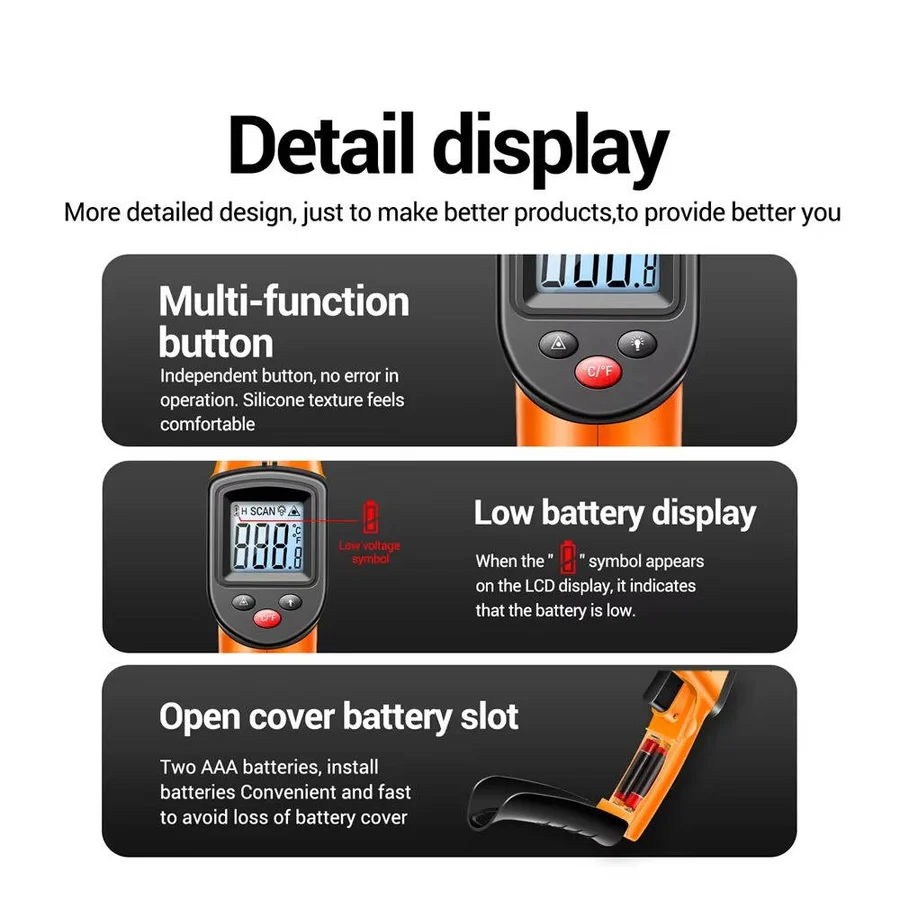 Infrared Laser Thermometer with Non-Contact Temperature