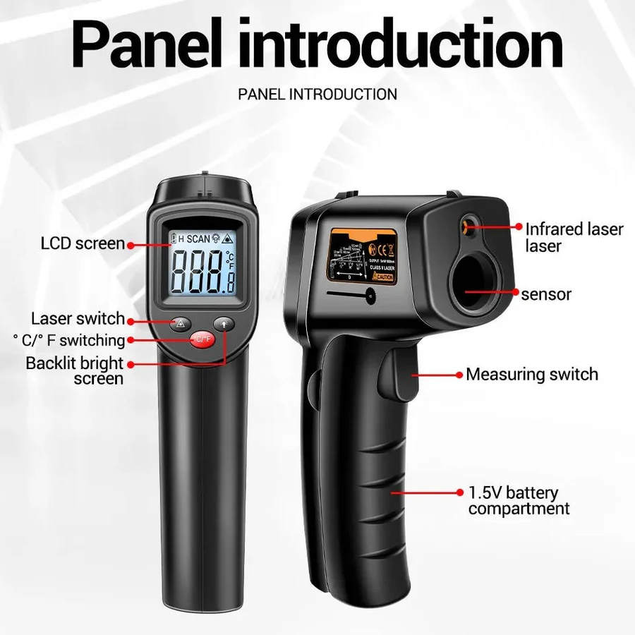 Infrared Laser Thermometer with Non-Contact Temperature