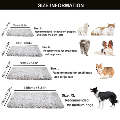 Self-Heating Pet Pad for Dogs and Cats, Soft Faux Fur, Portable and Washable Mat