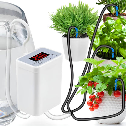 Rechargeable Plant Watering System with LCD Screen and 8-Pot Capacity, 120-Day Battery