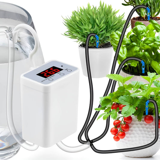 Rechargeable Plant Watering System with LCD Screen and 8-Pot Capacity, 120-Day Battery