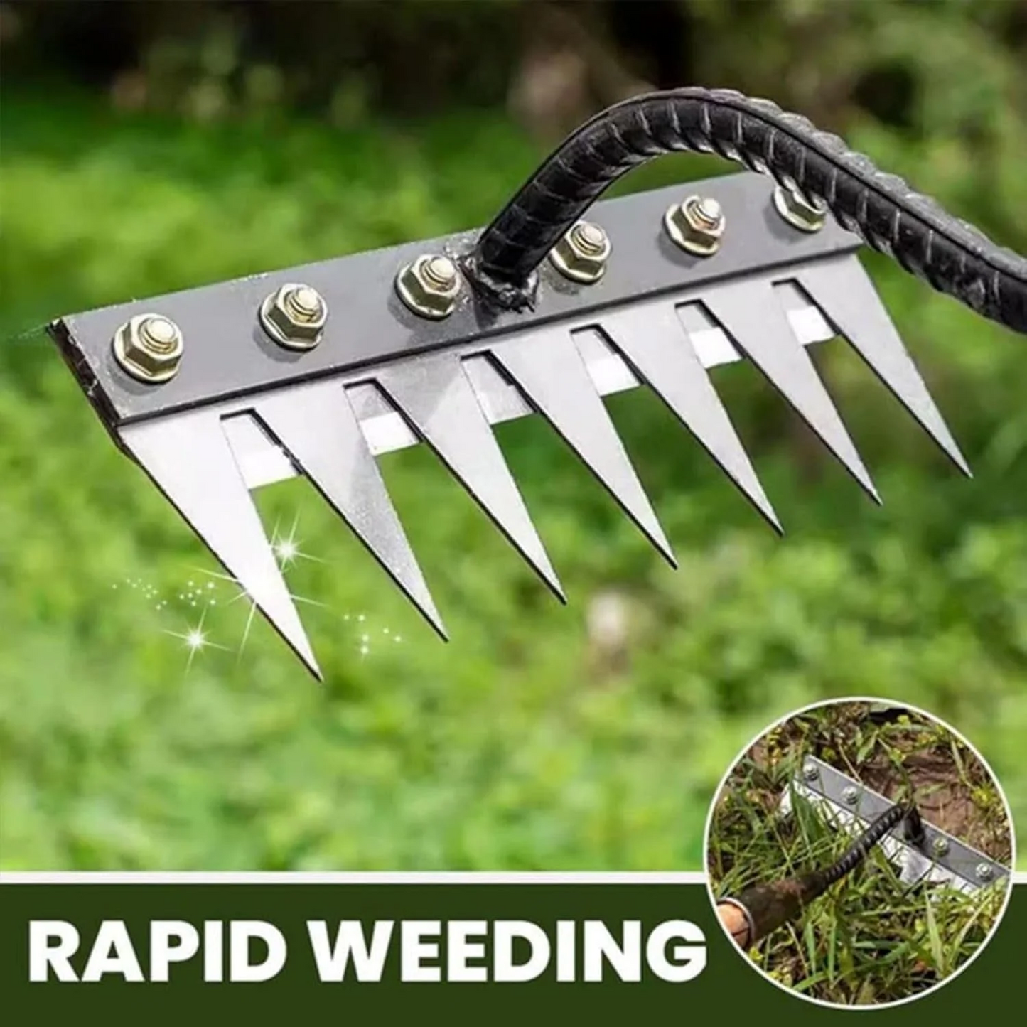 Iron Weeding Rake, Precision Carbon Steel Garden Tool
