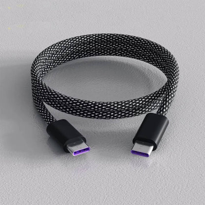 Self-Coiling Charging Cable with Magnetic Tips and Braided Protection, 3.3ft