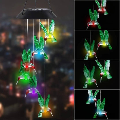 LED Solar Wind Chimes with Six Rotating Colors and Automatic Dusk Sensor