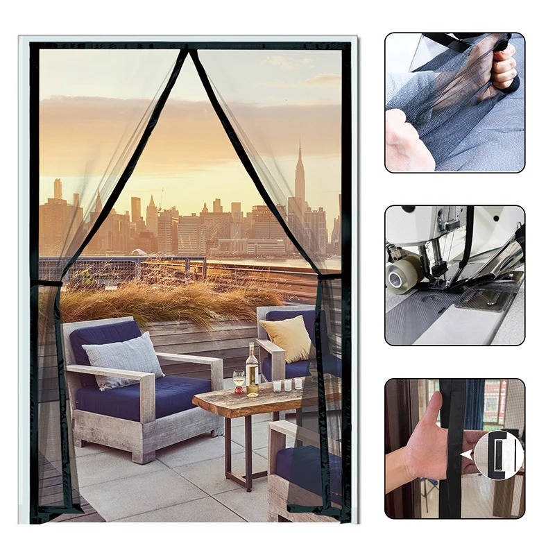 Magnetic Screen Door with Auto Close Panels and Polyester Mesh, Custom Fit
