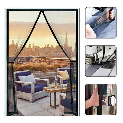 Magnetic Screen Door with Auto Close Panels and Polyester Mesh, Custom Fit