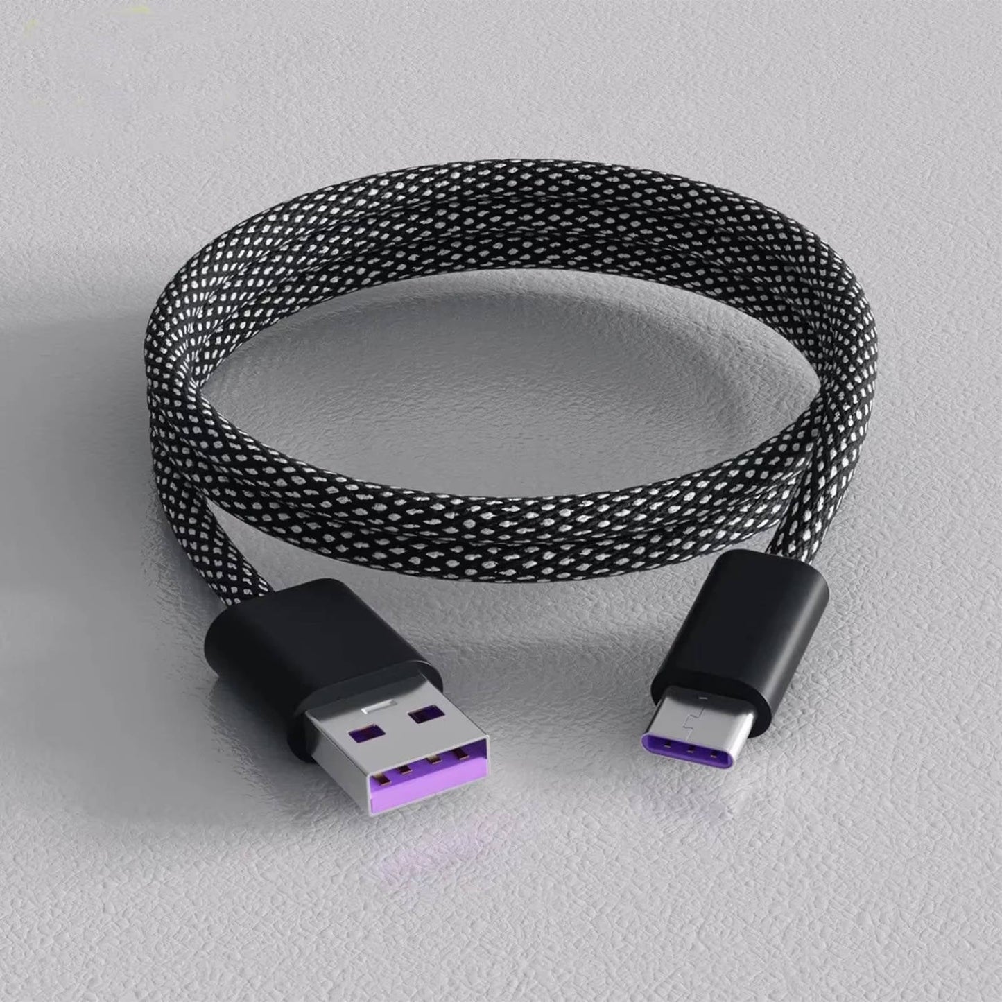 Self-Coiling Charging Cable with Magnetic Tips and Braided Protection, 3.3ft
