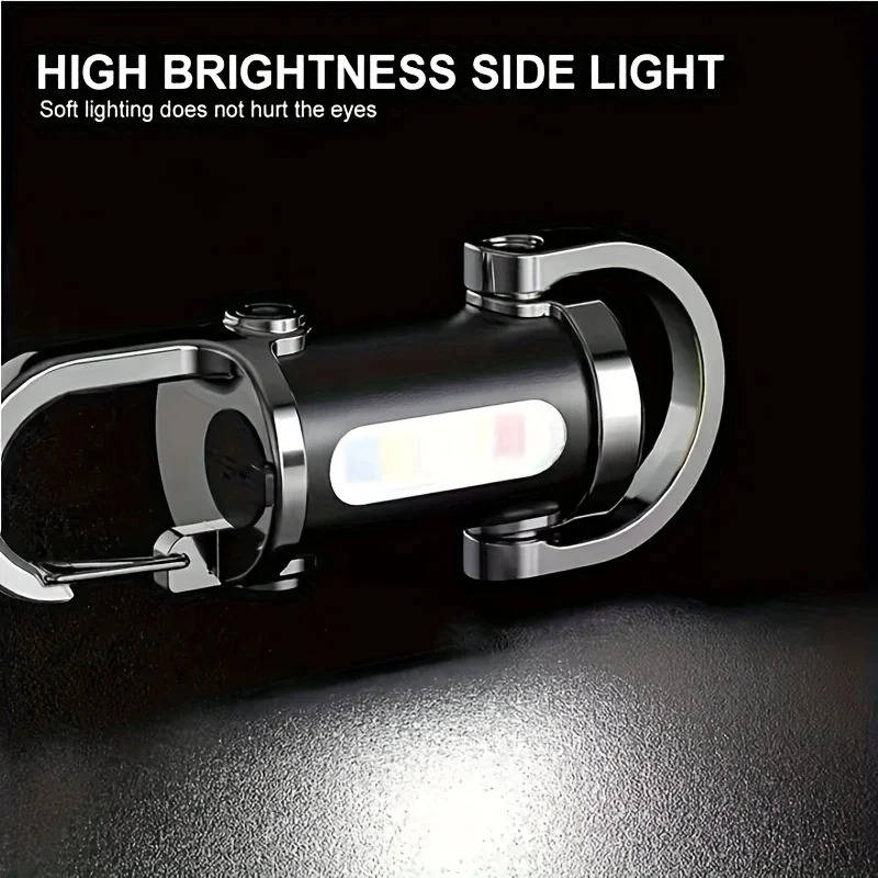 Portable Keychain Light with COB Flood and LED, 6 Brightness Modes