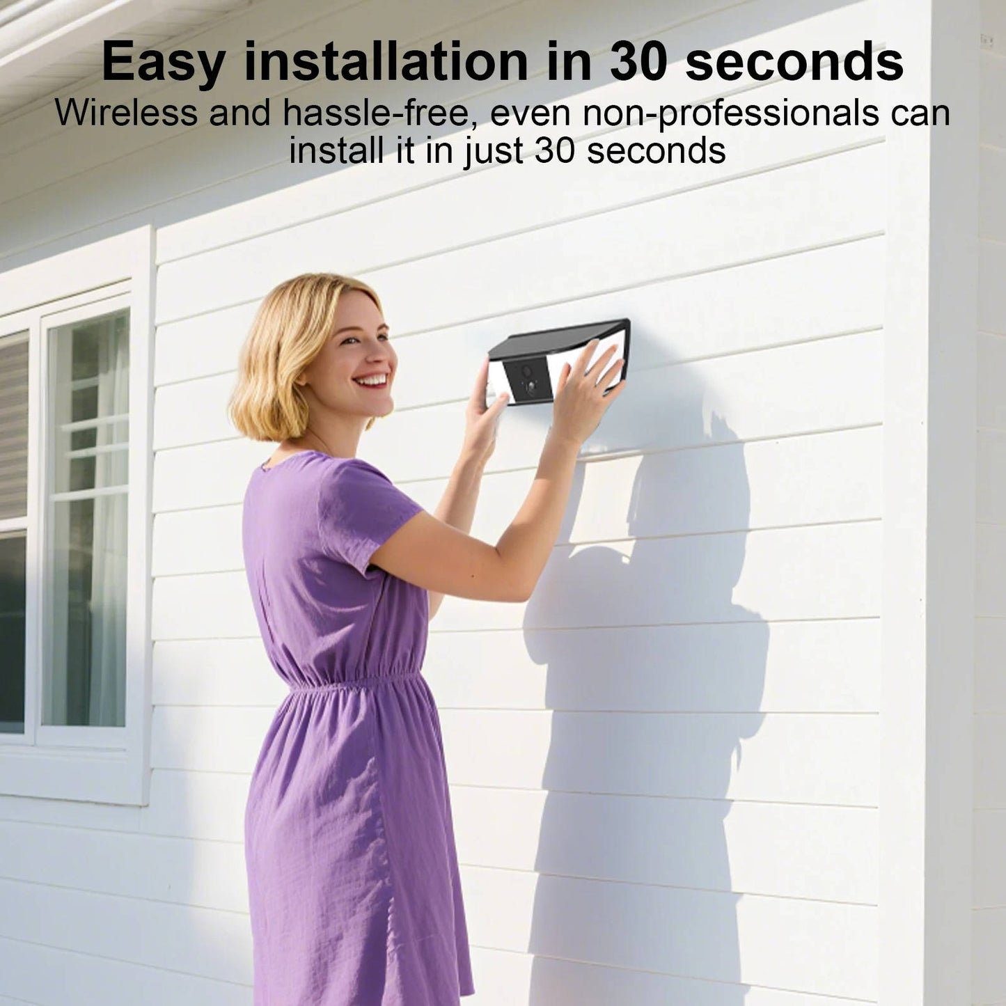 Solar Rechargeable Floodlight Camera with Human Detection and Dual Band Wifi, 2K Resolution