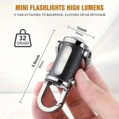 Portable Keychain Light with COB Flood and LED, 6 Brightness Modes