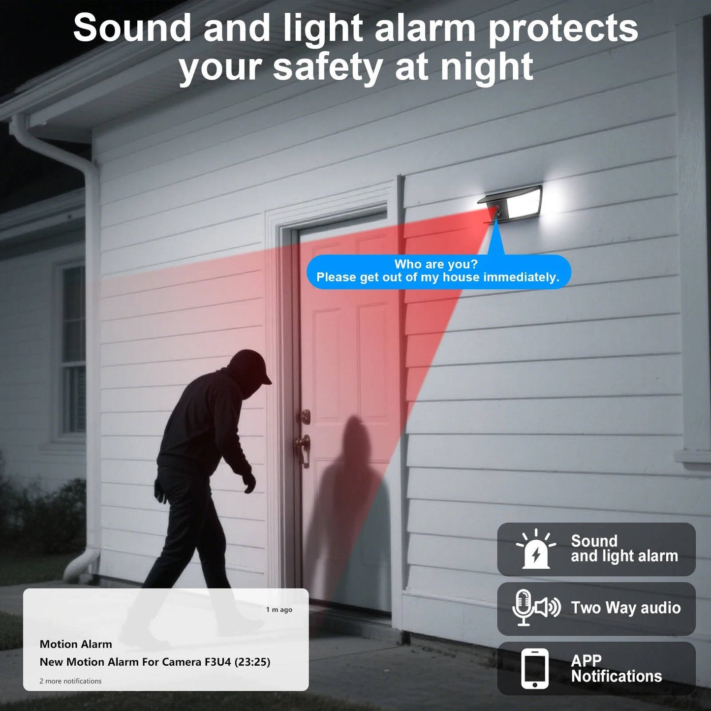Solar Rechargeable Floodlight Camera with Human Detection and Dual Band Wifi, 2K Resolution