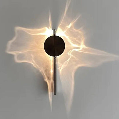 Adjustable Wall Sconce with Rotating Head and Reflective Metal Disc