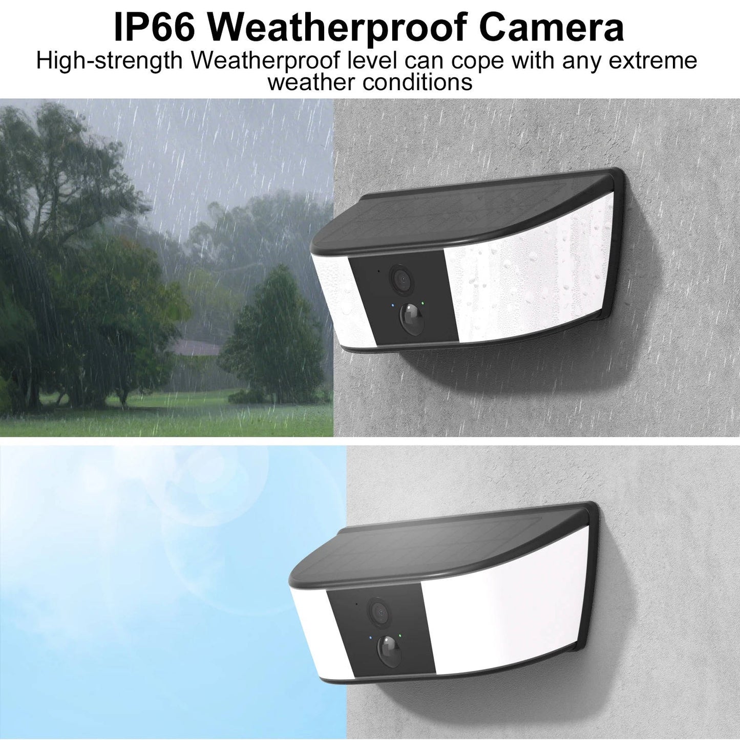 Solar Rechargeable Floodlight Camera with Human Detection and Dual Band Wifi, 2K Resolution