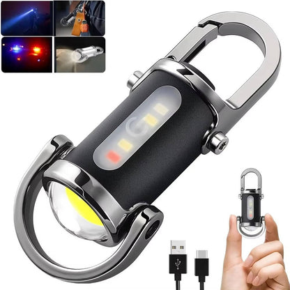 Portable Keychain Light with COB Flood and LED, 6 Brightness Modes