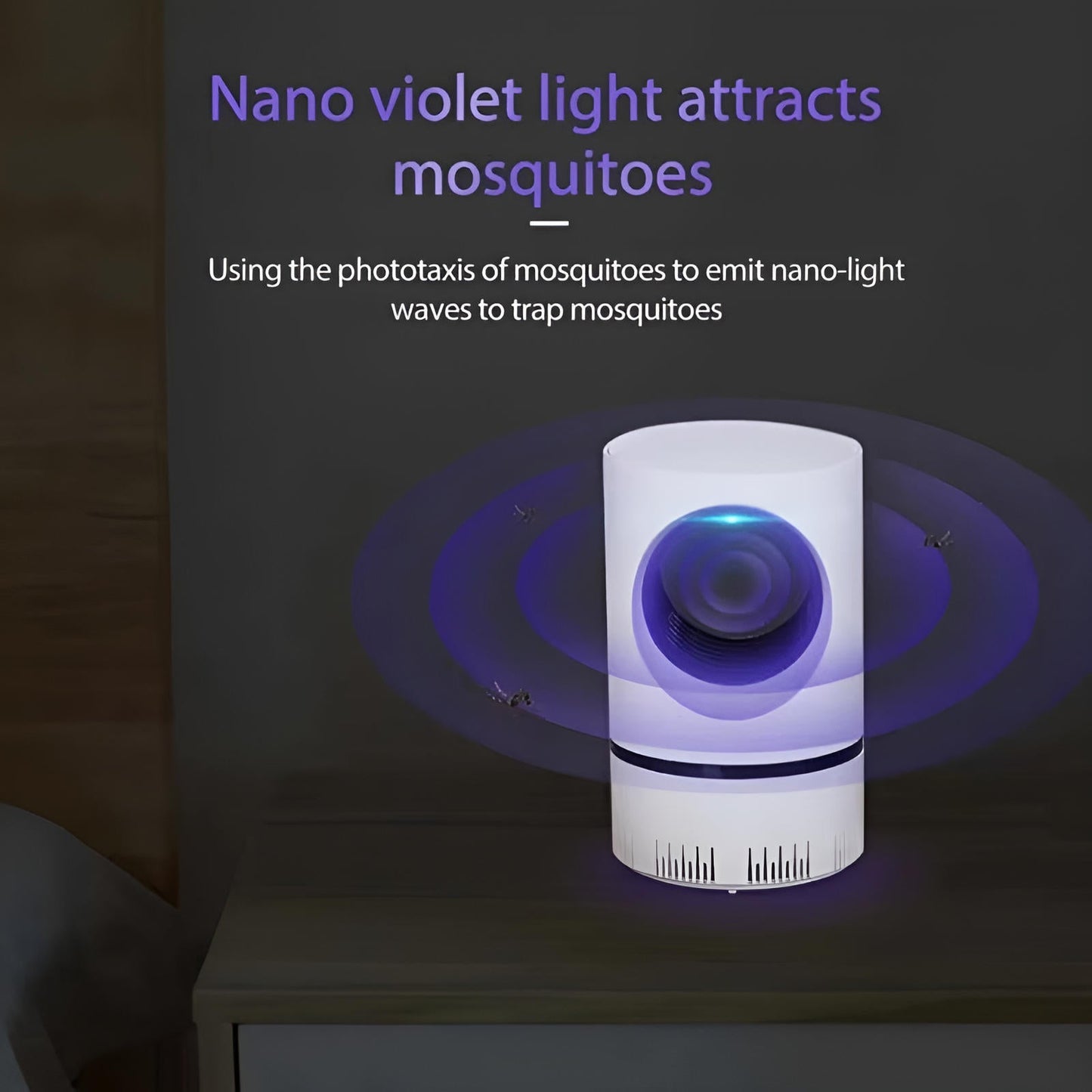 Silent UV Mosquito and Fly Trap with 6 LED Bulbs and Removable Collection Tray