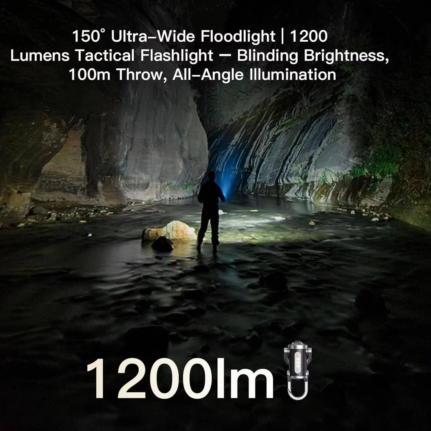 Portable Keychain Light with COB Flood and LED, 6 Brightness Modes