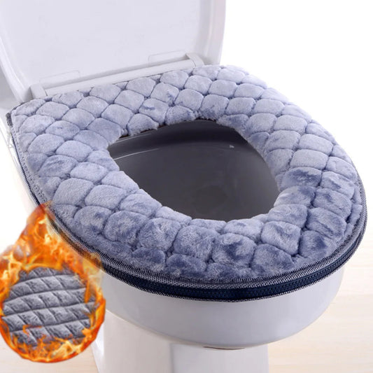 Plush Cushioned Toilet Seat Cover with Machine Washable Fabric and Waterproof Design