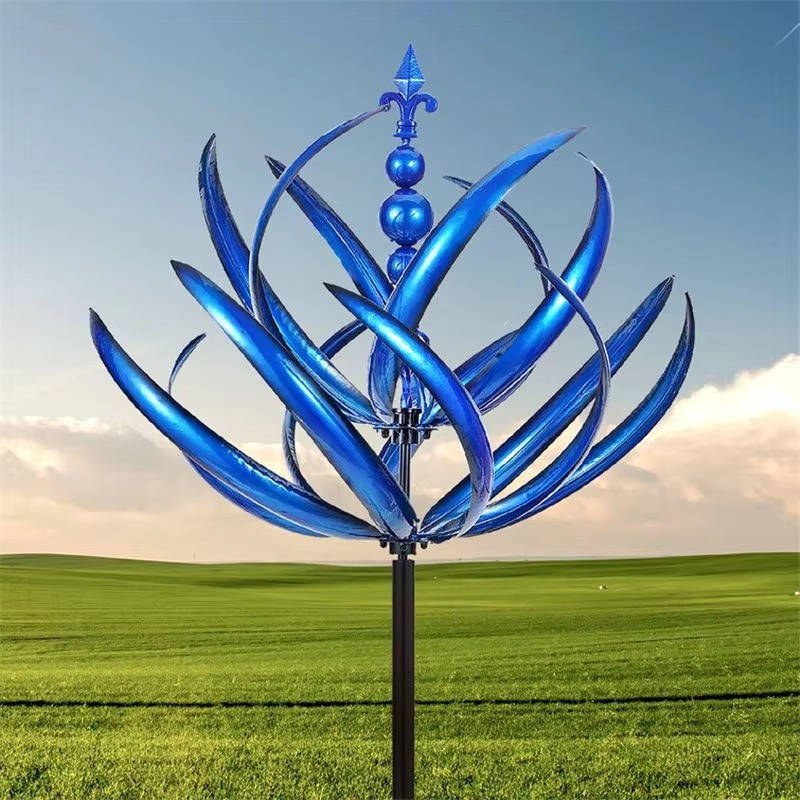 Garden Tulip Wind Spinner with 360-Degree Rotation and Iron Frame