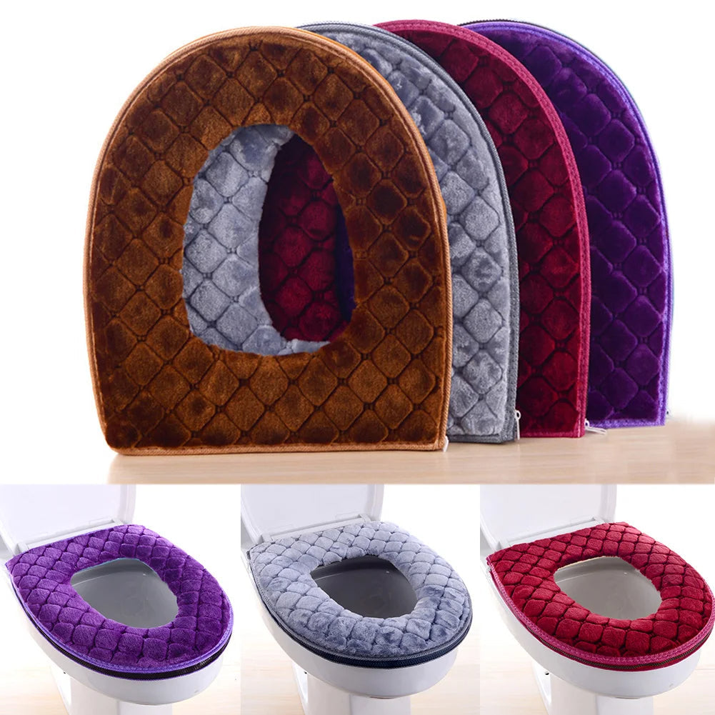 Plush Cushioned Toilet Seat Cover with Machine Washable Fabric and Waterproof Design
