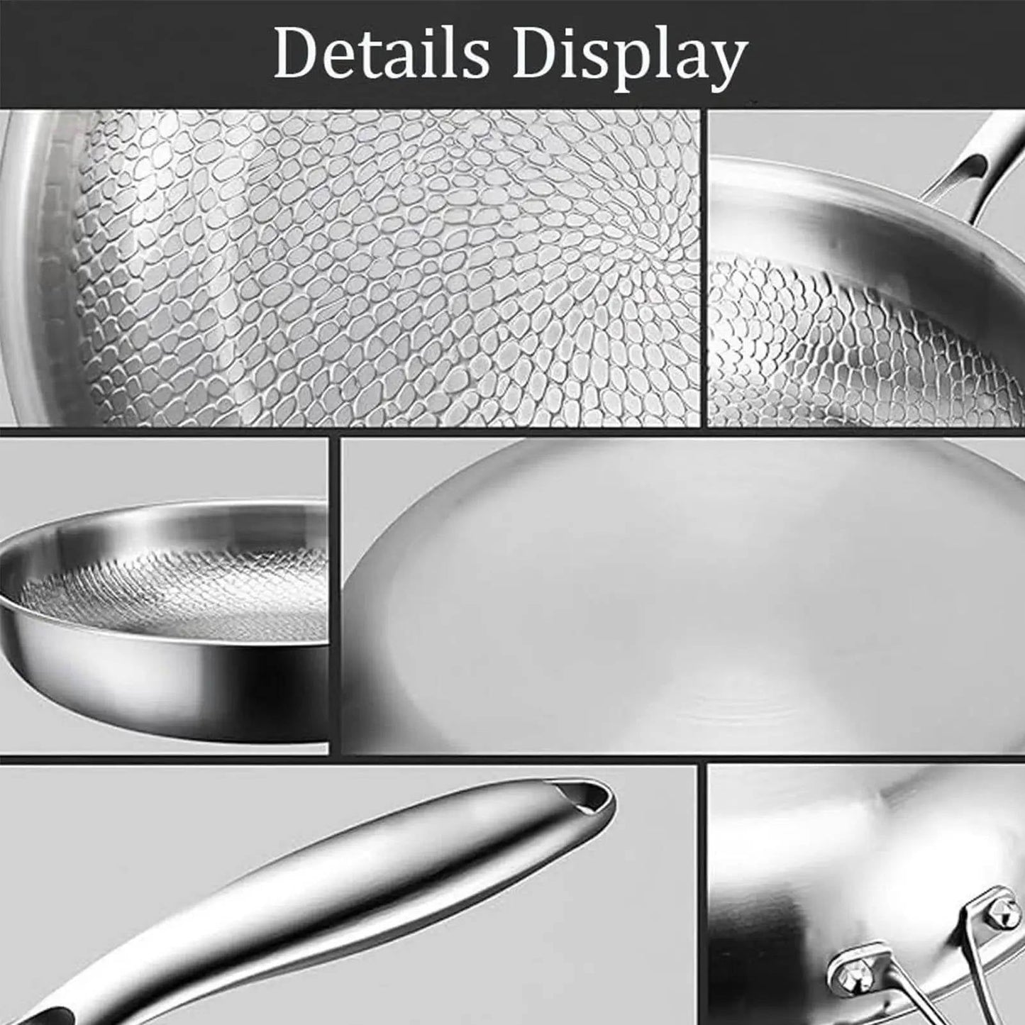 Titanium Steel Pan with Fish Scale Texture and Curved Rim, Uncoated Surface