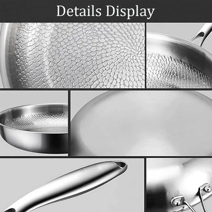 Titanium Steel Pan with Fish Scale Texture and Curved Rim, Uncoated Surface