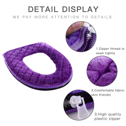 Plush Cushioned Toilet Seat Cover with Machine Washable Fabric and Waterproof Design