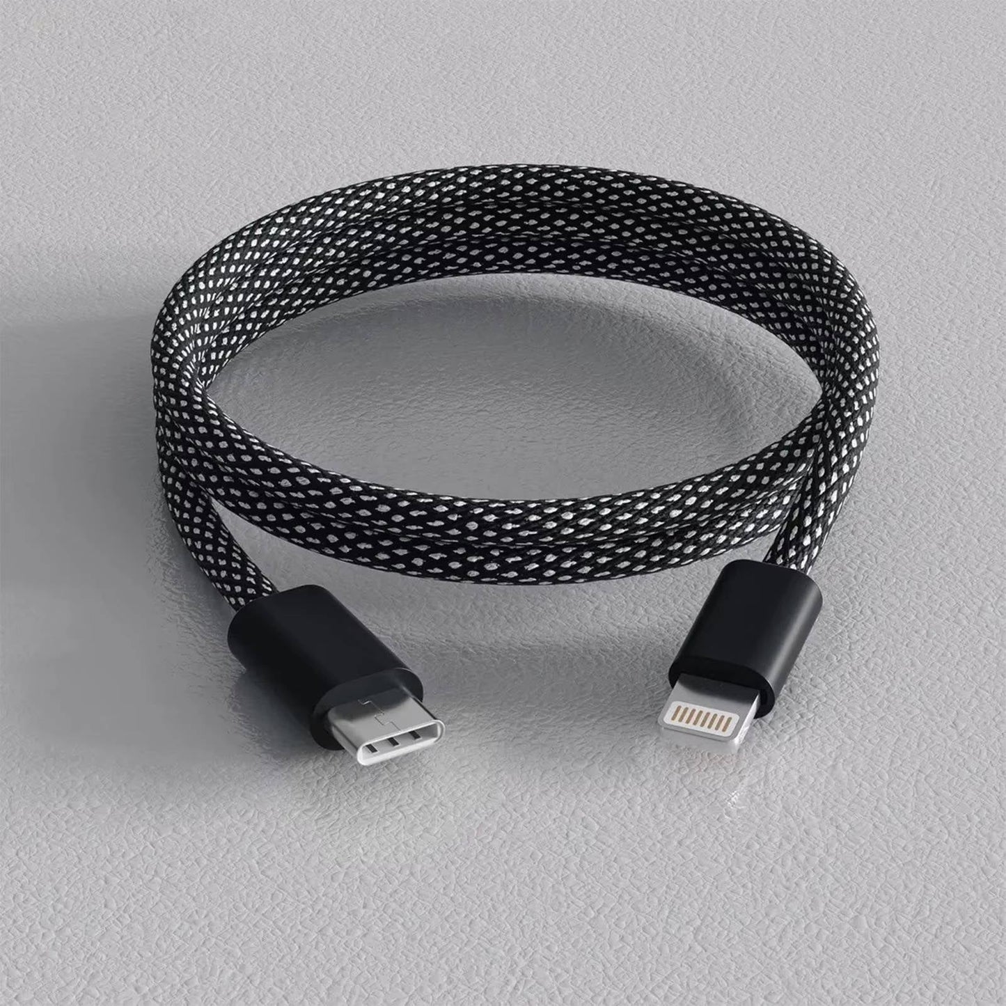 Self-Coiling Charging Cable with Magnetic Tips and Braided Protection, 3.3ft
