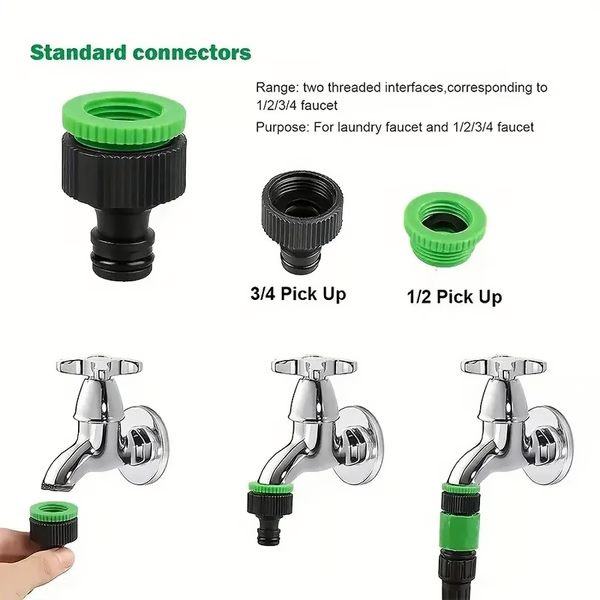 Expandable Garden Hose with Brass Connectors and Multi Pattern Spray Nozzle