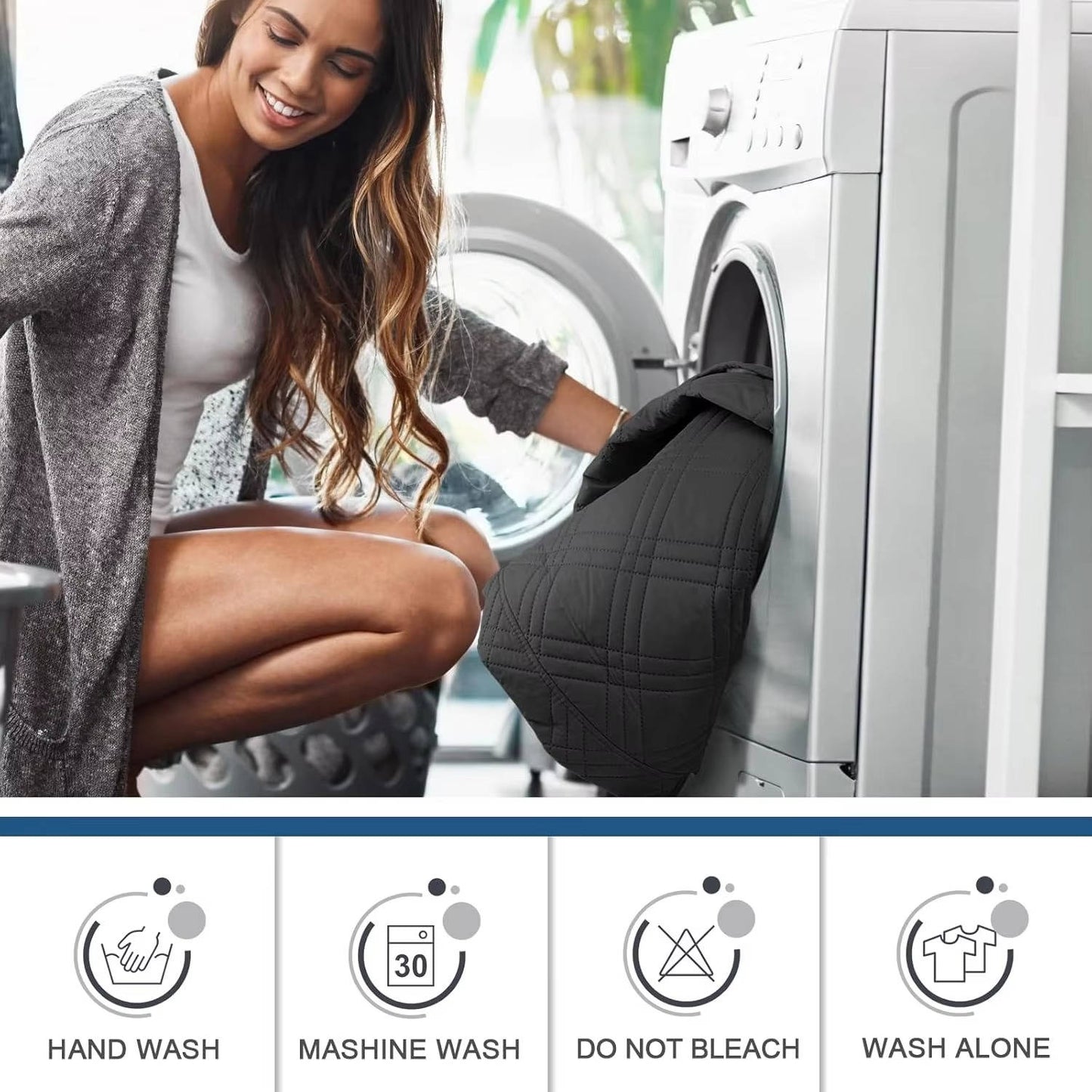 Microfiber Recliner Cover with Waterproof TPU Coating and Dual Side Pockets, Machine Washable