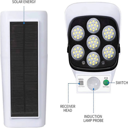 Solar Motion Sensor Floodlight with 77 LED Bulbs and 360-Degree Rotation, IP65 Waterproof