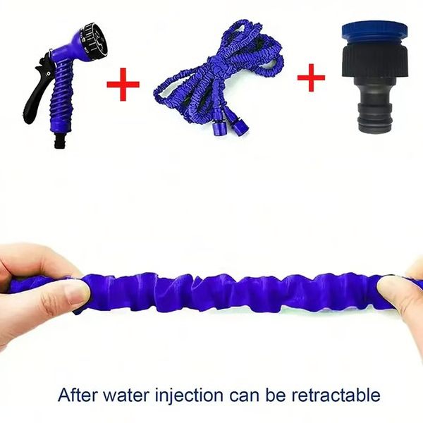 Expandable Garden Hose with Brass Connectors and Multi Pattern Spray Nozzle