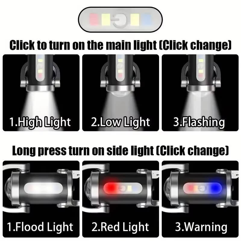 Portable Keychain Light with COB Flood and LED, 6 Brightness Modes