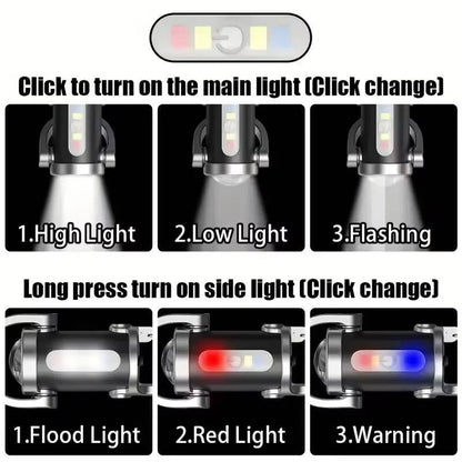 Portable Keychain Light with COB Flood and LED, 6 Brightness Modes
