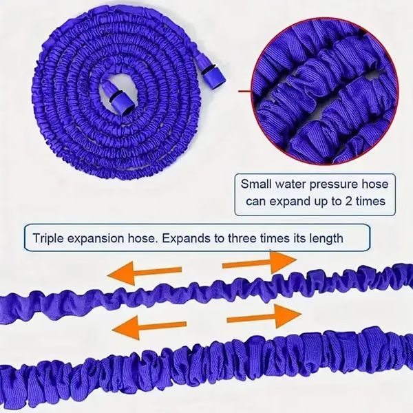 Expandable Garden Hose with Brass Connectors and Multi Pattern Spray Nozzle