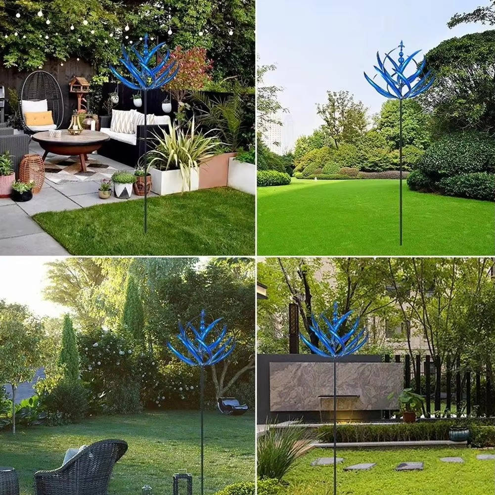 Garden Tulip Wind Spinner with 360-Degree Rotation and Iron Frame