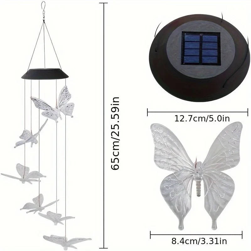 LED Solar Wind Chimes with Six Rotating Colors and Automatic Dusk Sensor