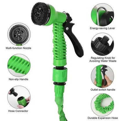 Expandable Garden Hose with Brass Connectors and Multi Pattern Spray Nozzle