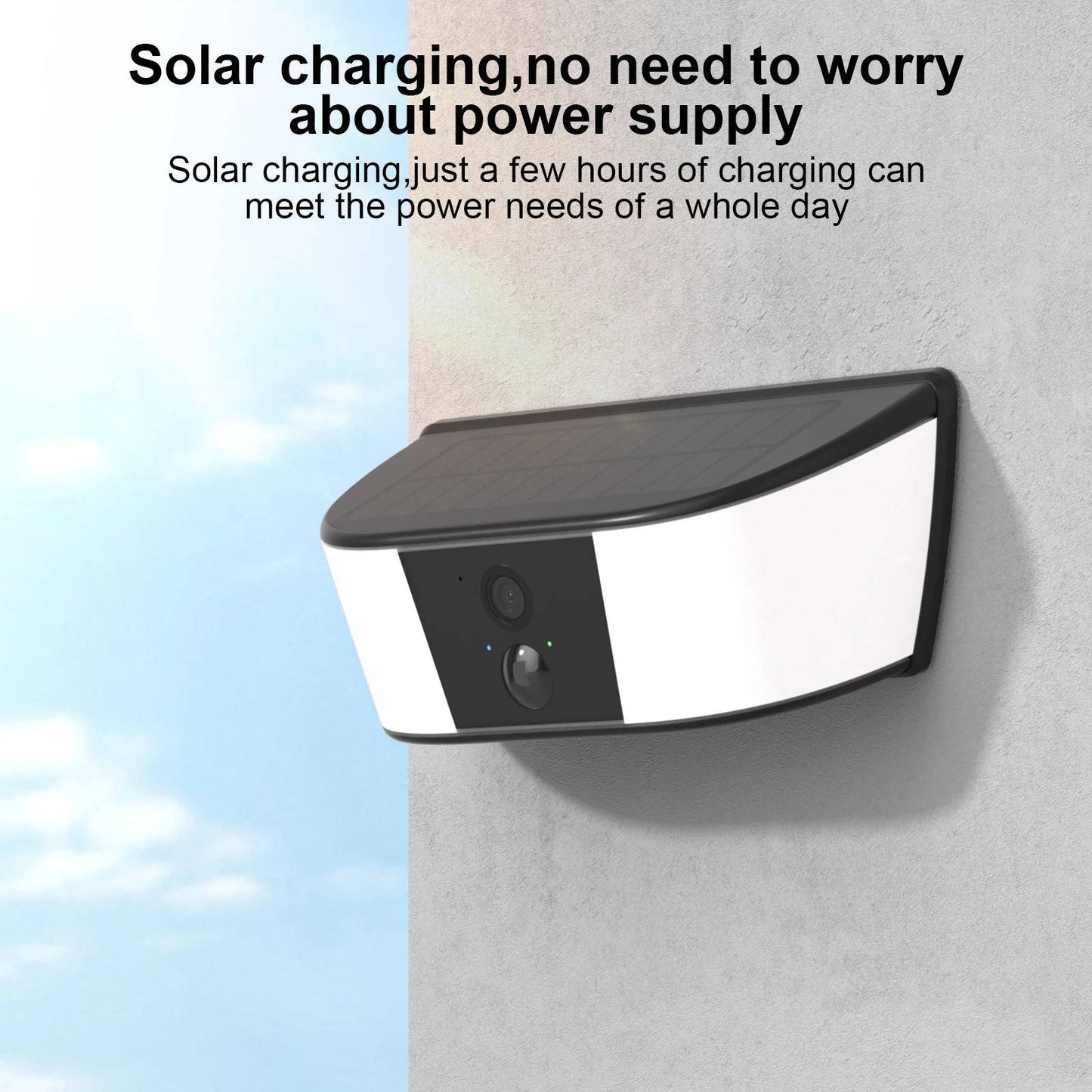 Solar Rechargeable Floodlight Camera with Human Detection and Dual Band Wifi, 2K Resolution