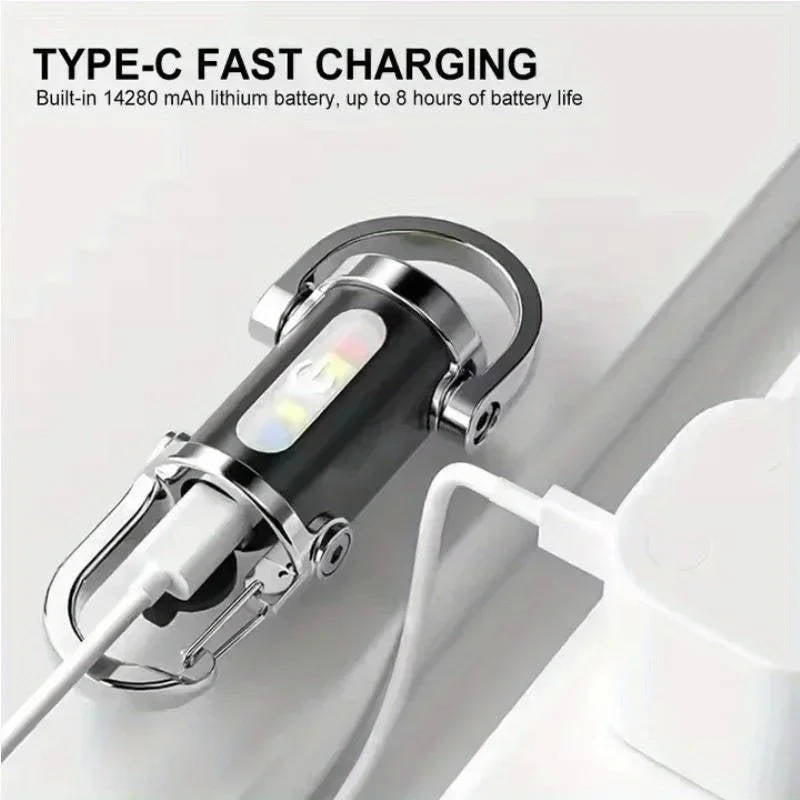 Portable Keychain Light with COB Flood and LED, 6 Brightness Modes