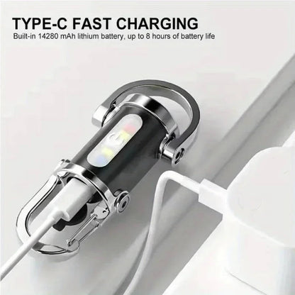 Portable Keychain Light with COB Flood and LED, 6 Brightness Modes