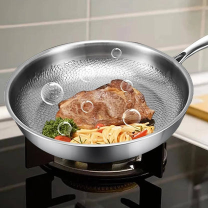 Titanium Steel Pan with Fish Scale Texture and Curved Rim, Uncoated Surface