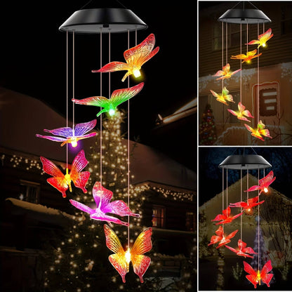 LED Solar Wind Chimes with Six Rotating Colors and Automatic Dusk Sensor