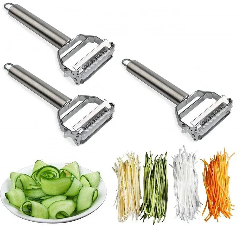 Stainless Steel Vegetable Peeler with Julienne Blade and Dual Cutting Functions