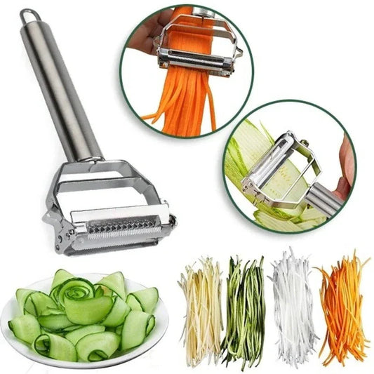 Stainless Steel Vegetable Peeler with Julienne Blade and Dual Cutting Functions